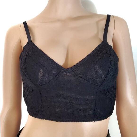 Free People | Intimately Lace Bralette Black with Beige Panel - Picture 1 of 4